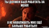 ты должен был работать за меня! а не наваливать мне ещё больше работы!!!