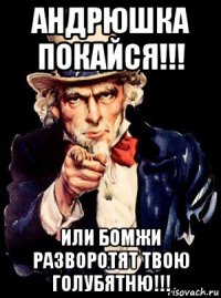 андрюшка покайся!!! или бомжи разворотят твою голубятню!!!