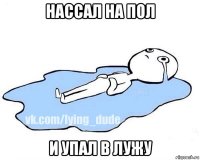 нассал на пол и упал в лужу