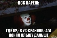 псс парень где я?,- в ус-сранине,- ага понял плыву дальше