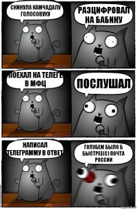 Скинула камчадалу голосовуху Разцифровал на бабину Поехал на телеге в мфц Послушал Написал телеграмму в ответ Голубем было б быстрее(с) почта россии