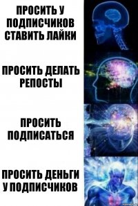 Просить у подписчиков ставить лайки Просить делать репосты Просить подписаться Просить деньги у подписчиков