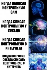 Когда написал контрольную сам Когда списал контрольную у соседа Когда списал контрольную с Интернета Когда попросил соседа списать контрольную с Интернета