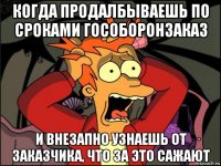 когда продалбываешь по сроками гособоронзаказ и внезапно узнаешь от заказчика, что за это сажают