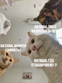  Наташа, так а водитель будет? Наташа, номера снимать? Наташа, где стаканчики? ?