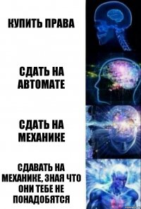 Купить права Сдать на автомате Сдать на механике Сдавать на механике, зная что они тебе не понадобятся