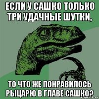 если у сашко только три удачные шутки, то что же понравилось рыцарю в главе сашко?