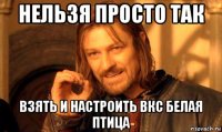 нельзя просто так взять и настроить вкс белая птица