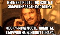 нельзя просто так взять и забронировать поставку. оборачиваемость, лимиты, выручка на единицу товара.