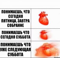 понимаешь, что сегодня пятница, завтра собрание понимаешь что сегодня суббота понимаешь что уже следующая суббота