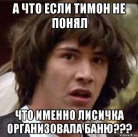 а что если тимон не понял что именно лисичка организовала баню???