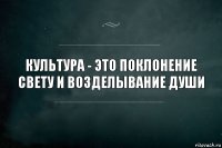 Культура - это поклонение свету и возделывание души