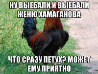 ну выебали и выебали женю хамаганова что сразу петух? может ему приятно