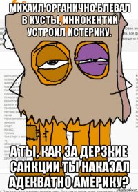 михаил органично блевал в кусты, иннокентий устроил истерику. а ты, как за дерзкие санкции ты наказал адекватно америку?