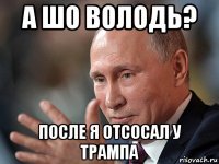а шо володь? после я отсосал у трампа