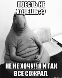 поесть не хочешь?? не не хочу!! я и так все сожрал.