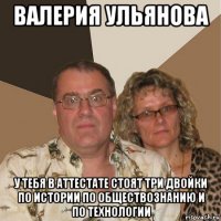 валерия ульянова у тебя в аттестате стоят три двойки по истории по обществознанию и по технологии