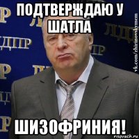 подтверждаю у шатла шизофриния!