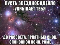 пусть звёздное одеяло укрывает тебя до рассвета. приятных снов, спокойной ночи. роме