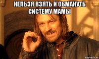 нельзя взять и обмануть систему мамы 