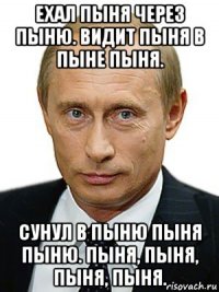 ехал пыня через пыню. видит пыня в пыне пыня. сунул в пыню пыня пыню. пыня, пыня, пыня, пыня.