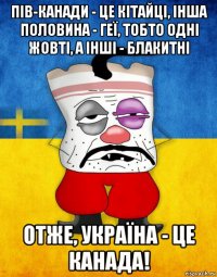 пів-канади - це кітайці, інша половина - геї, тобто одні жовті, а інші - блакитні отже, україна - це канада!