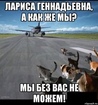 лариса геннадьевна, а как же мы? мы без вас не можем!