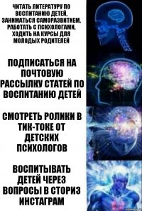 Читать литературу по воспитанию детей, заниматься саморазвитием, работать с психологами, ходить на курсы для молодых родителей Подписаться на почтовую рассылку статей по воспитанию детей Смотреть ролики в тик-токе от детских психологов Воспитывать детей через вопросы в сториз инстаграм