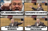 85% ЭКОНОМИКИ РОССИИ КОНТРОЛИРУЕТ 100 ОЛИГАРХОВ СРЕДИ КОТОРЫХ 85 - АБРАМОВИЧИ ЭТО ВСЁ, ЧТО НУЖНО ЗНАТЬ О ВЛАСТИ РОССИИ