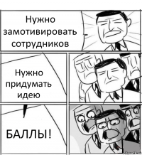 Нужно замотивировать сотрудников Нужно придумать идею БАЛЛЫ!