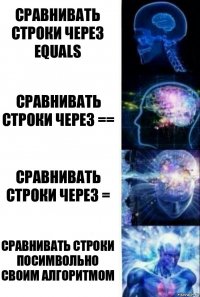 сравнивать строки через equals сравнивать строки через == сравнивать строки через = сравнивать строки посимвольно своим алгоритмом