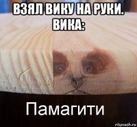 взял вику на руки. вика: 