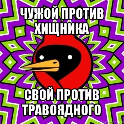 чужой против хищника свой против травоядного, Мем Омская птица