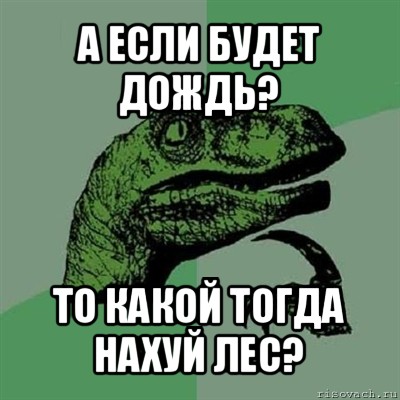 а если будет дождь? то какой тогда нахуй лес?, Мем Филосораптор