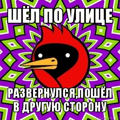 шёл по улице развернулся,пошёл в другую сторону, Мем Омская птица