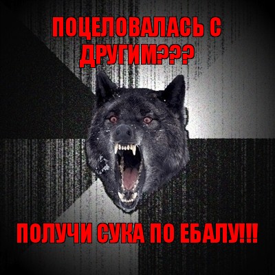 поцеловалась с другим??? получи сука по ебалу!!!, Мем Сумасшедший волк