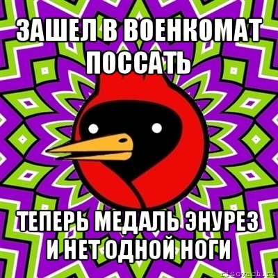 зашел в военкомат поссать теперь медаль энурез и нет одной ноги, Мем Омская птица