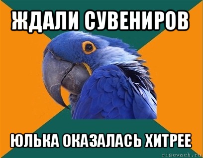 ждали сувениров юлька оказалась хитрее, Мем Попугай параноик