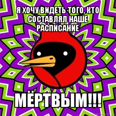 я хочу видеть того, кто составлял наше расписание мёртвым!!!, Мем Омская птица