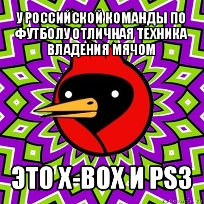 у российской команды по футболу отличная техника владения мячом это x-box и ps3, Мем Омская птица