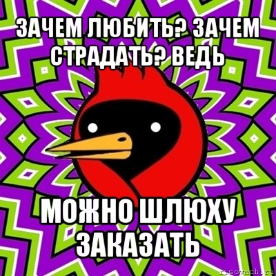 зачем любить? зачем страдать? ведь можно шлюху заказать, Мем Омская птица