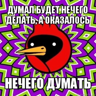 думал будет нечего делать, а оказалось нечего думать, Мем Омская птица