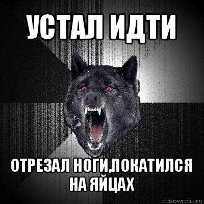 устал идти отрезал ноги,покатился на яйцах, Мем Сумасшедший волк