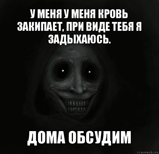 у меня у меня кровь закипает, при виде тебя я задыхаюсь. дома обсудим, Мем Ночной гость