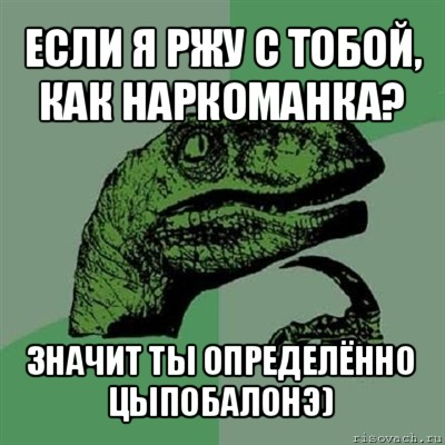 если я ржу с тобой, как наркоманка? значит ты определённо цыпобалонэ), Мем Филосораптор