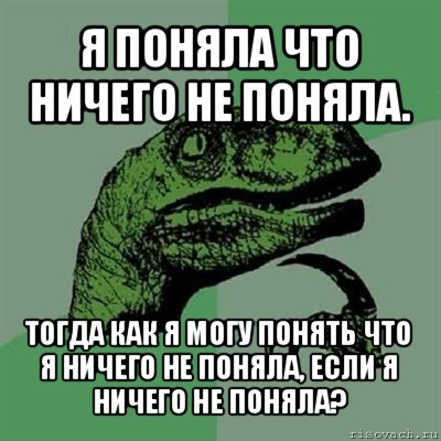 я поняла что ничего не поняла. тогда как я могу понять что я ничего не поняла, если я ничего не поняла?