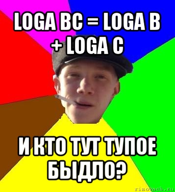 loga bc = loga b + loga c и кто тут тупое быдло?, Мем умный гопник