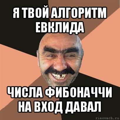 я твой алгоритм евклида числа фибоначчи на вход давал, Мем Я твой дом труба шатал