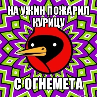 на ужин пожарил курицу с огнемета, Мем Омская птица