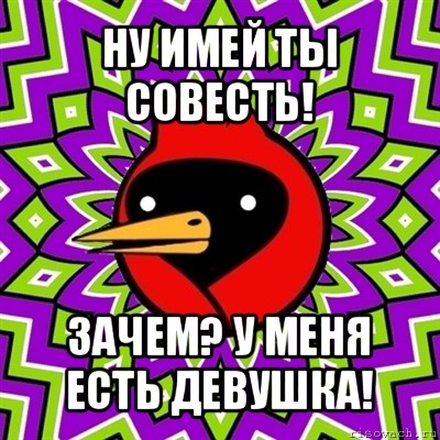 ну имей ты совесть! зачем? у меня есть девушка!, Мем Омская птица